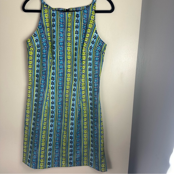XOXO Green &Blue Floral Y2K Vintage 60’s Inspired Print Sleeveless Dress Size 11 - Picture 1 of 15